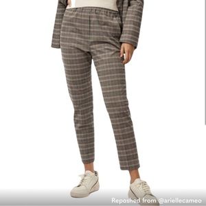 Aritzia Sunday Best Trouser Flyte Pants Grey Plaid Elastic Waist Pull On Size: M